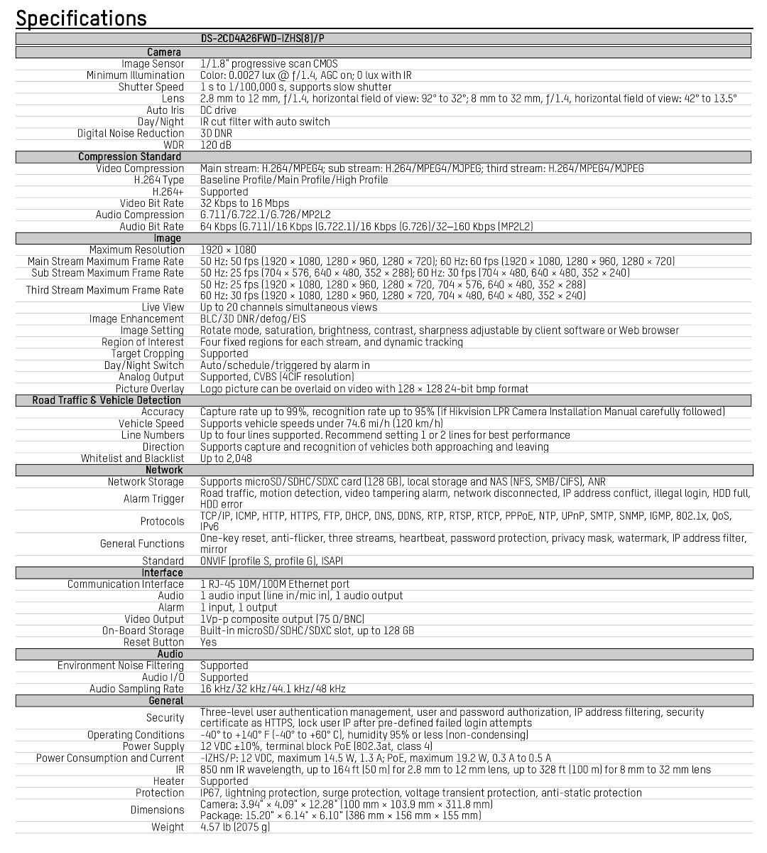 Hikvision CCTV Table
