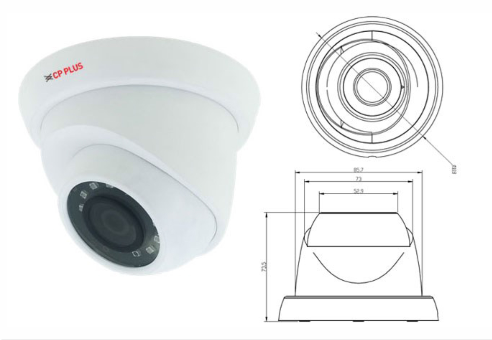 CP PLUS CP-VAC-D10L2-V2 1 MP Indigo HD IR Dome Night Vision 720p Camera in bd